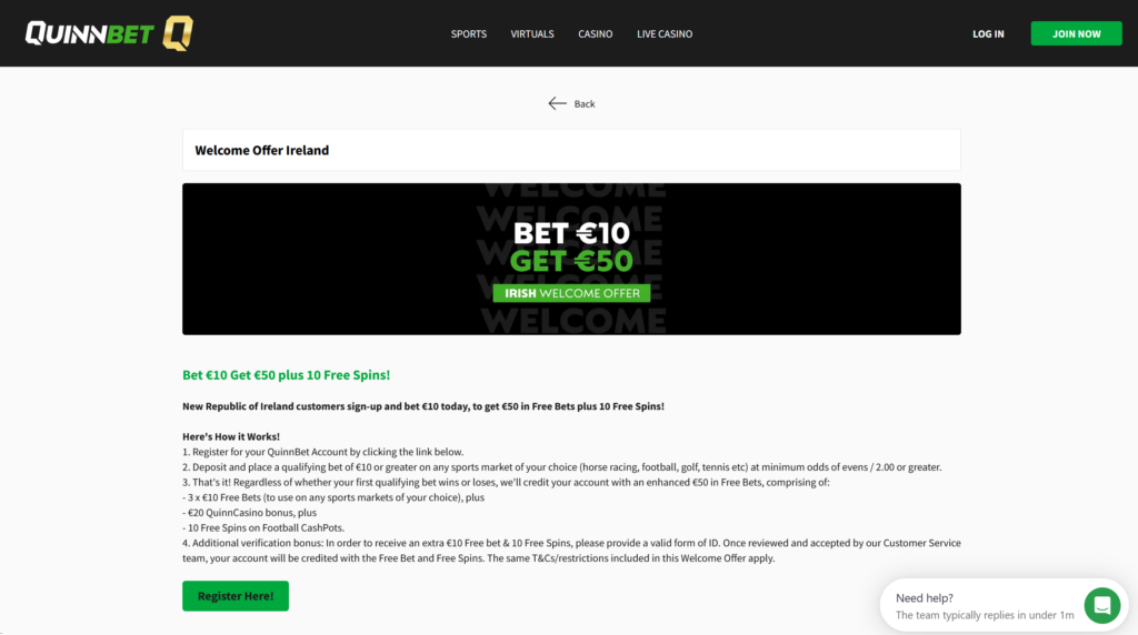 QuinnBet free bet