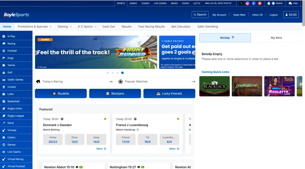 bookmakers interface